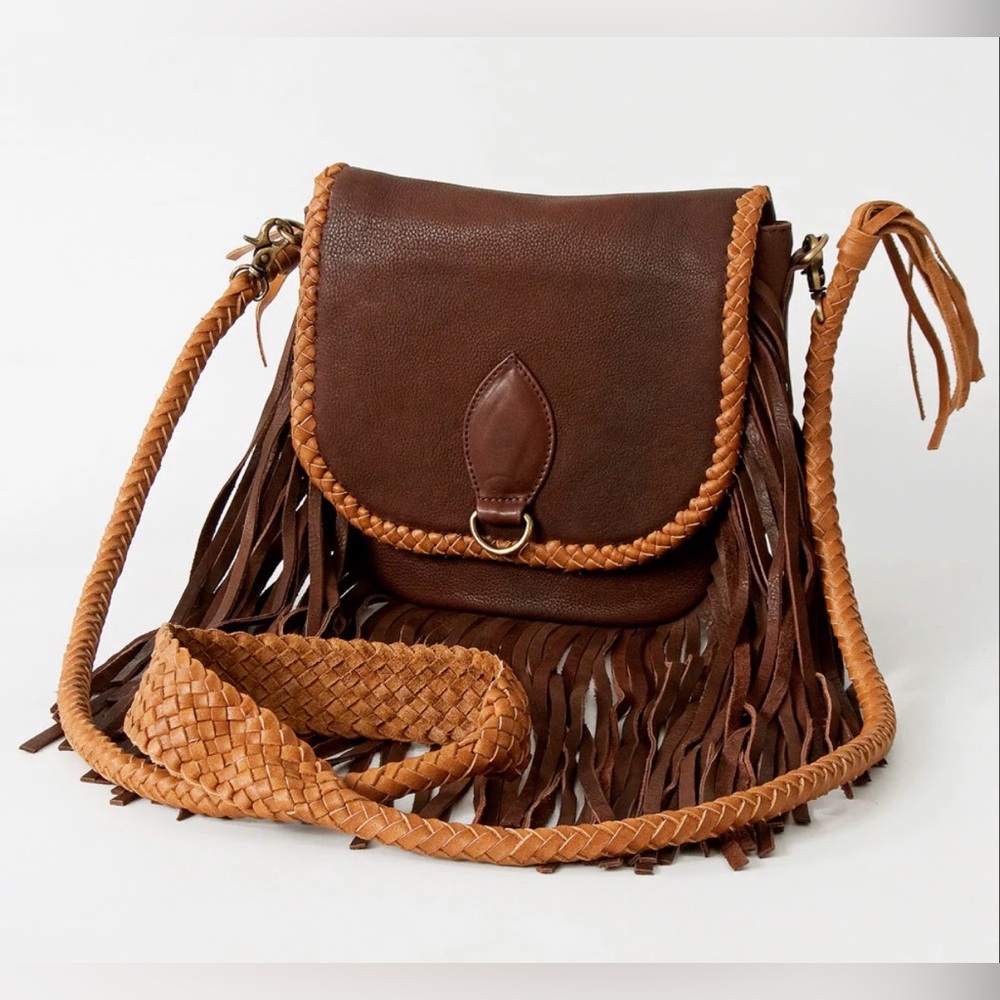 Western Bag Genuine Leather Brown Fringe Leather Bag Cowgirl Southwestern Style
